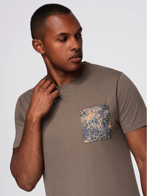 Ombre Ombre T-Shirt OM-TSPT-0227 Zielony Regular Fit