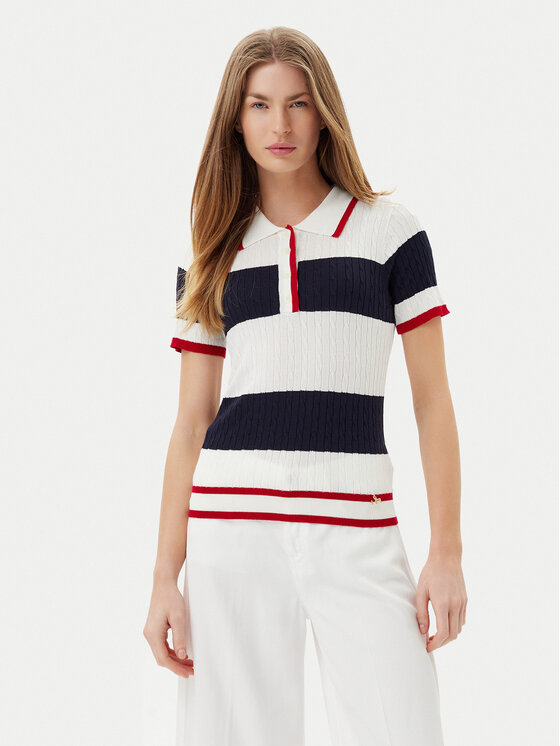 Artigli Artigli Тениска с яка и копчета ACMA001937 Бял Regular Fit