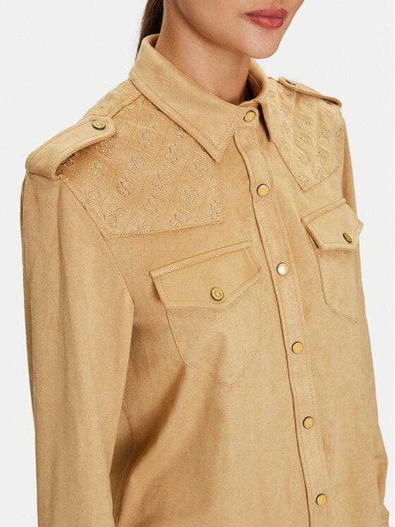 Guess Guess Srajca Margot W4YH0C WG6T0 Rjava Slim Fit