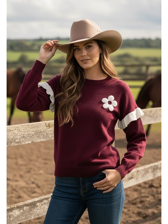 FIGL FIGL Svetr M1242 Bordó Regular Fit