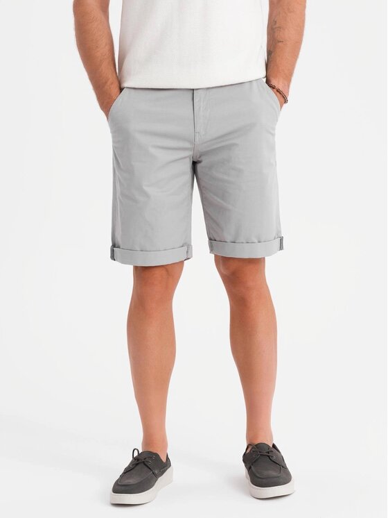 Ombre Ombre Šortky z materiálu OM-SRCS-0197 Šedá Regular Fit