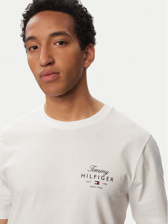 Tommy Hilfiger Tommy Hilfiger Marškinėliai Script Stack MW0MW43224 Balta Regular Fit
