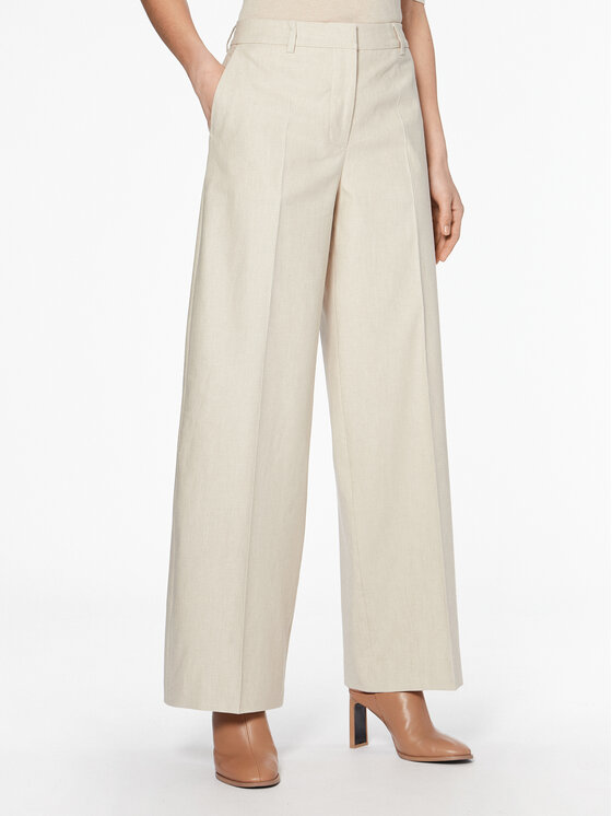 Calvin Klein Hlače Iz Tkanine K20K205226 Bež Wide Leg