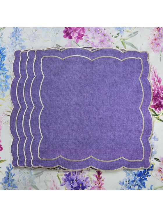 Roseberry Home Roseberry Home Serwetki haftowane Purple Onde Fioletowy