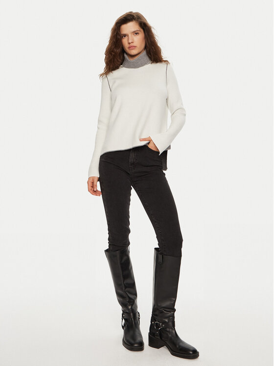 Deha Deha Rollkragenpullover D12814 Weiß Regular Fit
