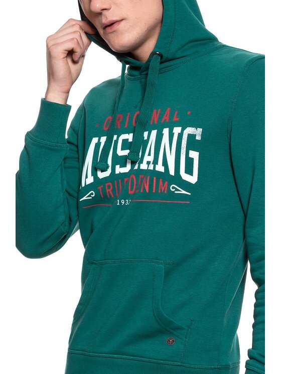 Mustang Mustang Felpa PRINTED HOODIE Verde Regular Fit