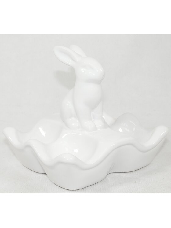 MIAhome MIAhome Miseczka na jajka z zajączkiem 13x14x12 cm Biały