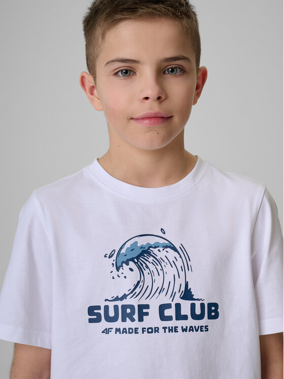 4F 4F T-Shirt WAVE RIDERS CLUB Biały Regular Fit