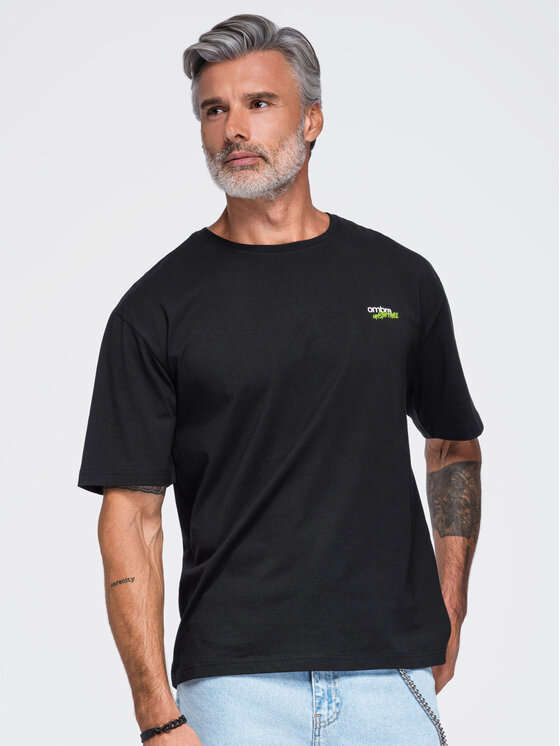 Ombre Ombre T-Shirt OM-TSPT-0284 Černá Relaxed Fit