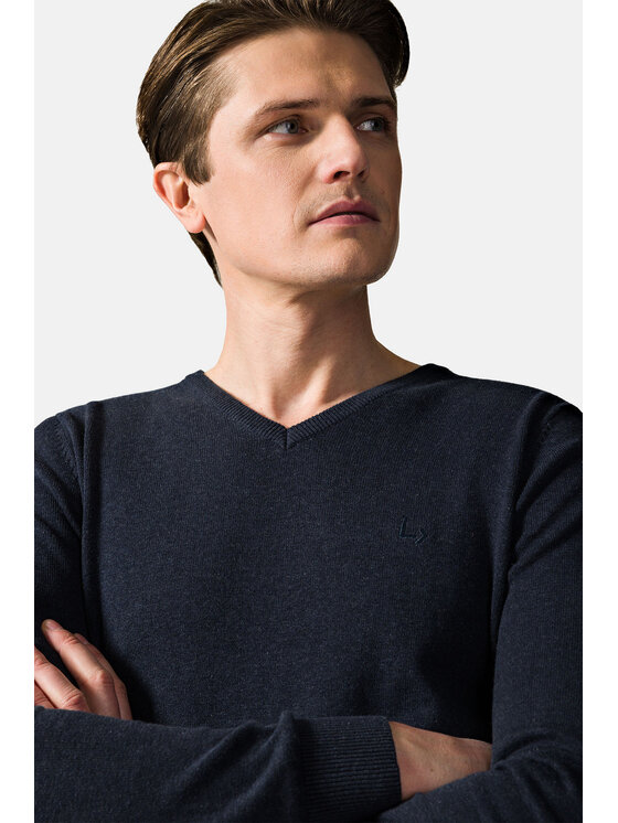 Lancerto Lancerto Sweter Harrison SW073123000007 Granatowy Slim Fit