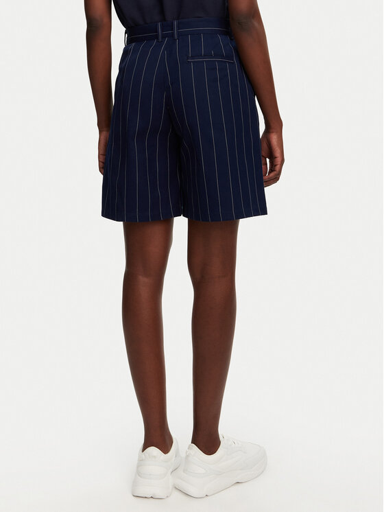 adidas adidas Bermudų šortai Pinstripe JC7683 Tamsiai mėlyna Loose Fit