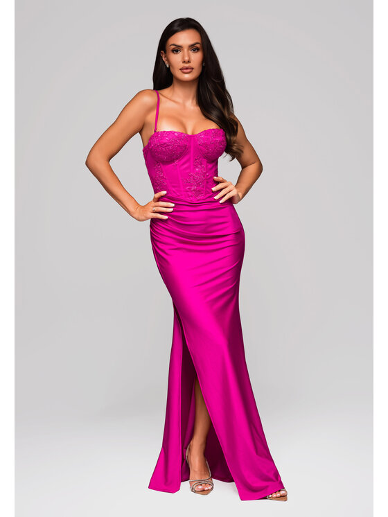 Ombre Ombre Sukienka wieczorowa LA-OM-DLR186 Fioletowy Regular Fit