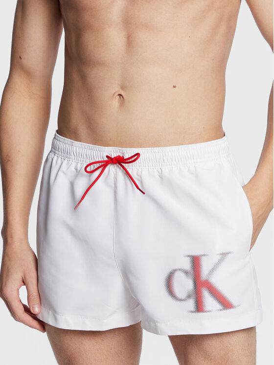 Calvin Klein Swimwear Pantaloni scurți pentru înot KM0KM00801 Alb Regular Fit