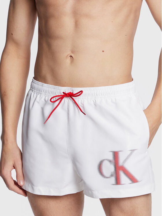 Calvin Klein Swimwear Peldšorti KM0KM00801 Balts Regular Fit