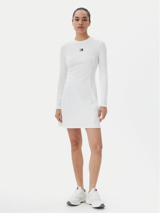 Tommy Jeans Tommy Jeans Kasdieninė suknelė Badge DW0DW20666 Balta Slim Fit