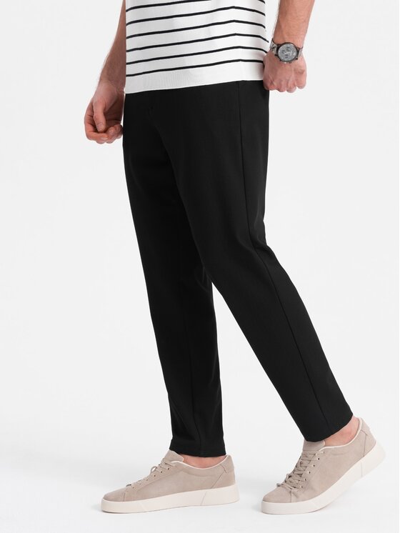 Ombre Ombre Kalhoty z materiálu OM-PACP-0158 Černá Chino Fit