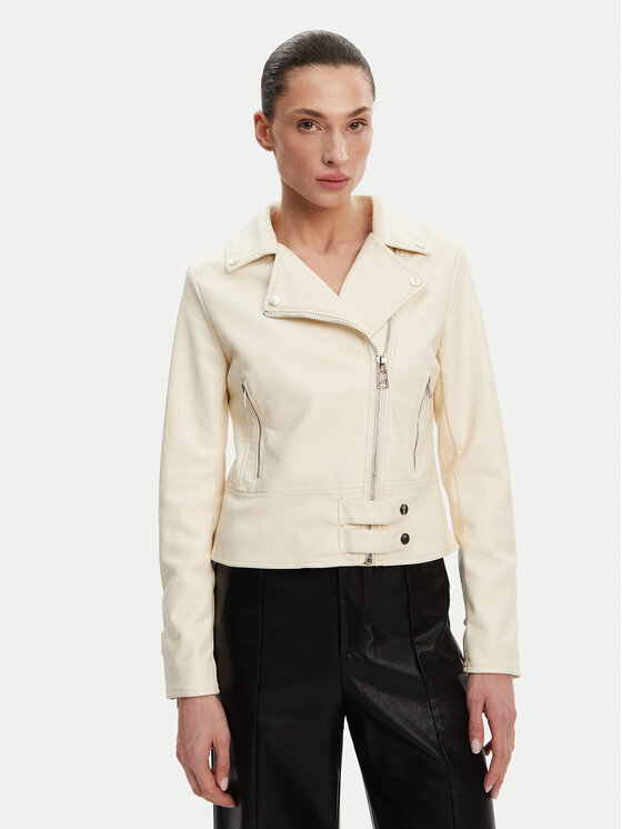 Rinascimento Rinascimento Bunda z imitace kůže CFC0119619003 Écru Regular Fit