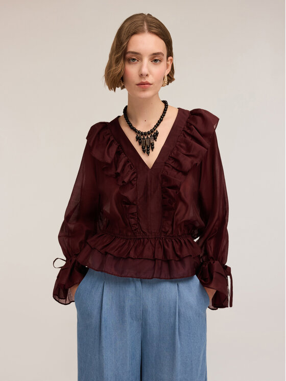 Motivi Motivi Blusa 2727Q001888N036 Bordeaux Regular Fit