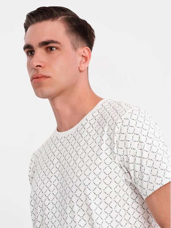 Ombre Ombre T-Shirt OM-TSFP-0250 Biały Regular Fit