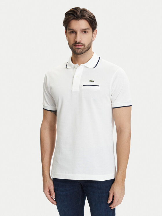 Lacoste Lacoste Тениска с яка и копчета PH9838 Екрю Classic Fit
