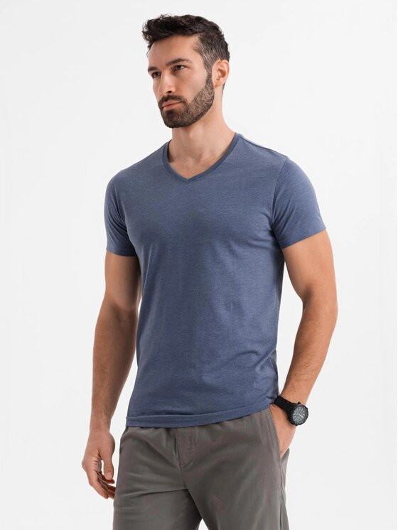 Ombre Ombre T-Shirt OM-TSBS-0237 Niebieski Regular Fit