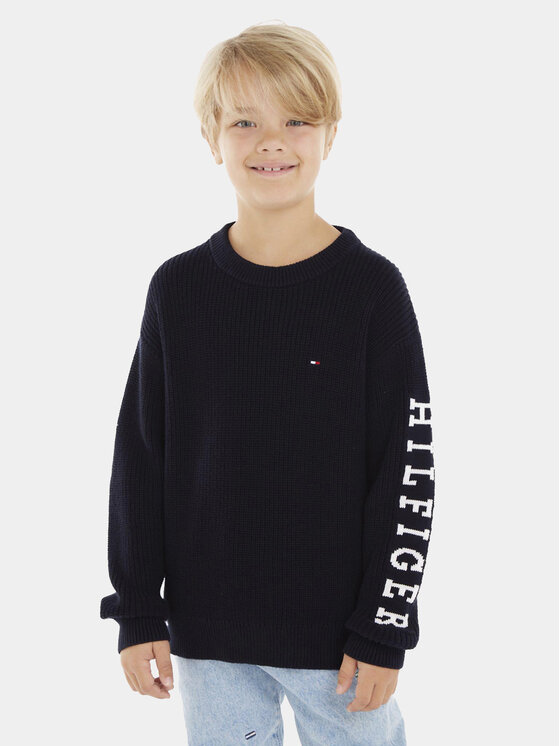 Tommy Hilfiger Pulover Monotype KB0KB08364 D Bleumarin Regular Fit