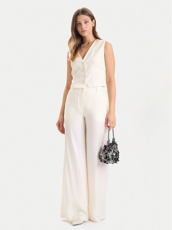 Guess Guess Hlače iz tkanine W5YB02 WH5N2 Écru Regular Fit