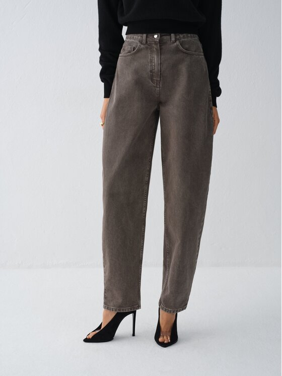 La Mania La Mania Jeansy UMI Beżowy ciemny Basic Fit