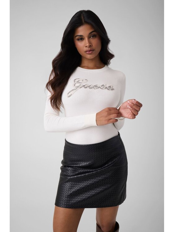Guess Guess Sweter 184022 Biały Classic Fit
