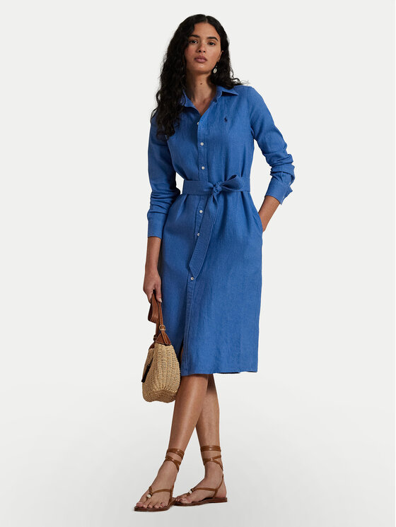 Polo Ralph Lauren Košeľové šaty 211943992004 Modrá Regular Fit