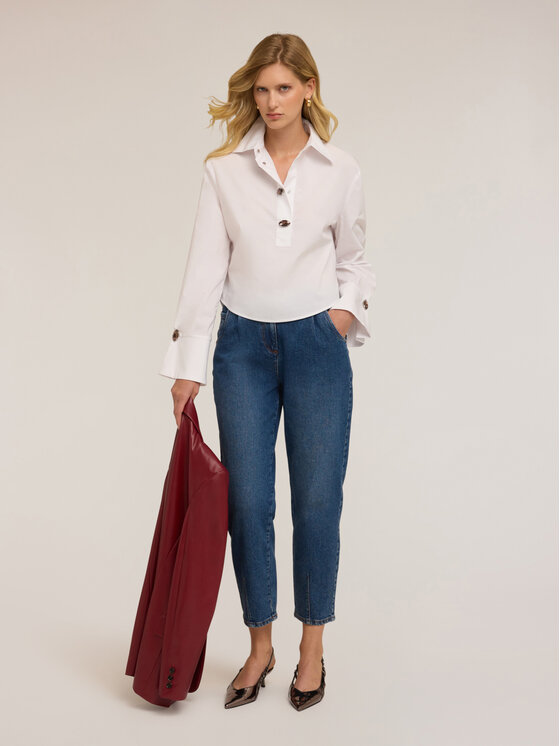 Motivi Motivi Bluzka 2723Q001882N011 Biały Over Fit