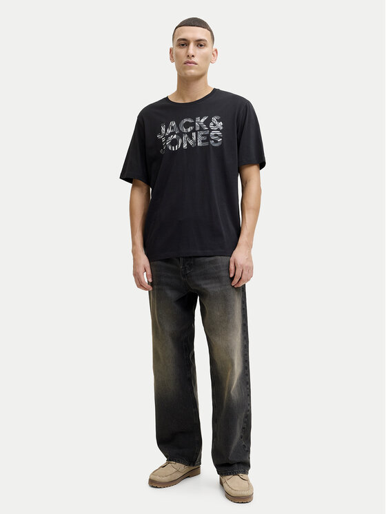 Jack & Jones Jack & Jones Tričko Ejeff Logo 12288536 Čierna Regular Fit