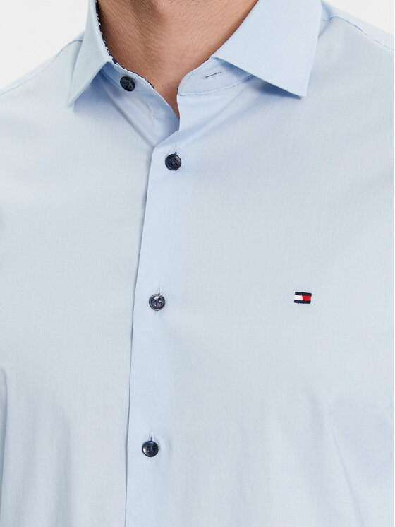 Tommy Hilfiger Tommy Hilfiger Marškiniai Cl Stretch Poplin Contrast Shirt MW0MW34259 Žydra Regular Fit