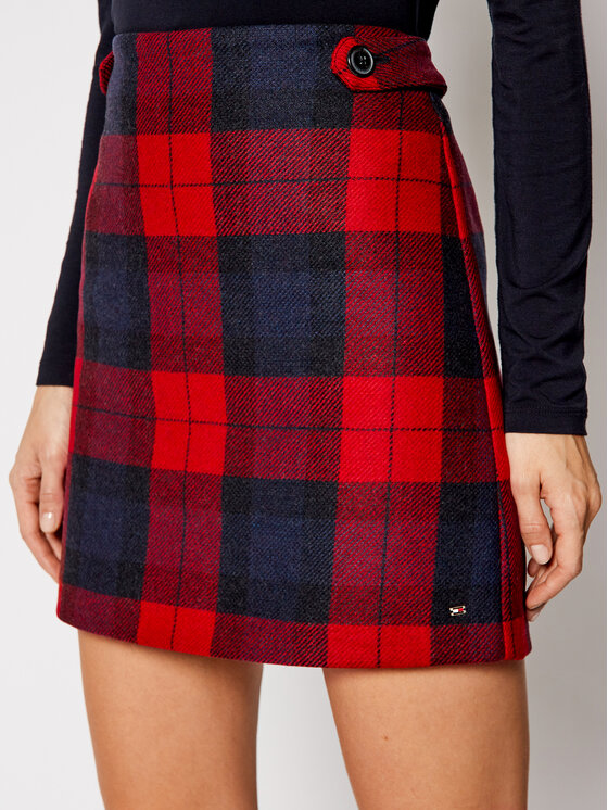 Tommy Hilfiger Tommy Hilfiger Fustă trapez Red Check WW0WW29672 Roșu Regular Fit