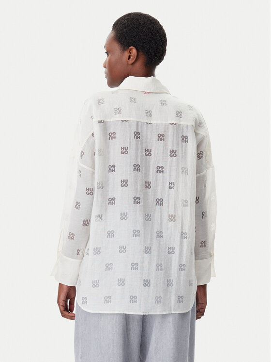 HUGO HUGO Košulja Essence 50531562 Bijela Oversize