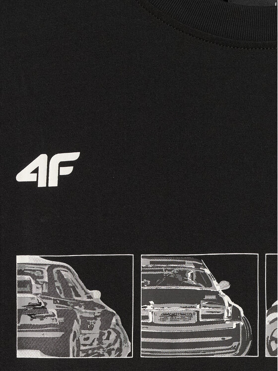 4F 4F T-Shirt MOTOSPORTS 2026 Czarny Loose Fit
