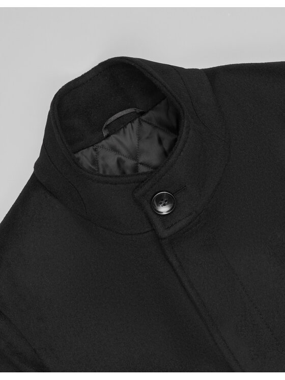 Borgio Borgio Płaszcz wełniany rivara_c Czarny Slim Fit
