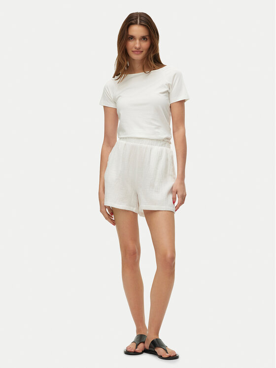 Vero Moda Vero Moda Szövet rövidnadrág Natali 10279687 Fehér Baggy Fit