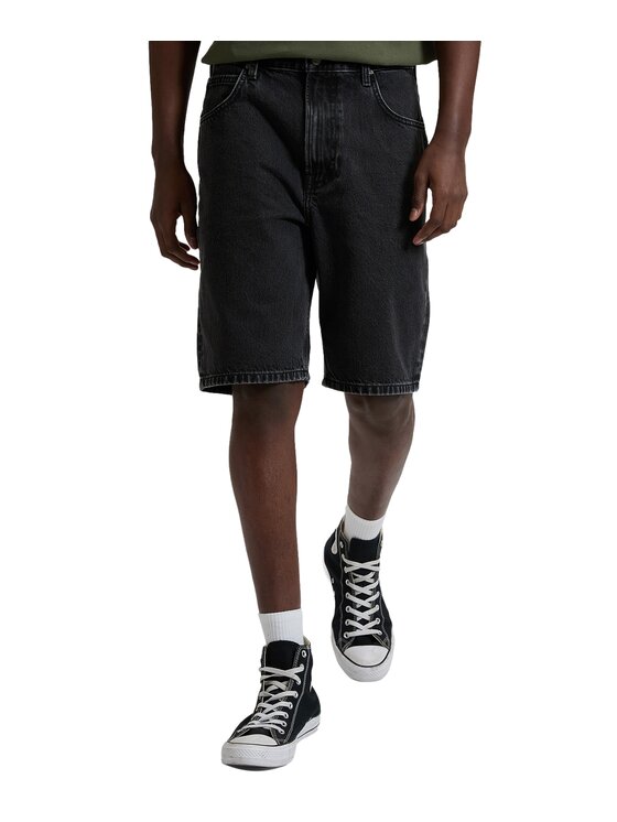 Lee Lee Szorty jeansowe 112376376 Czarny Relaxed Fit