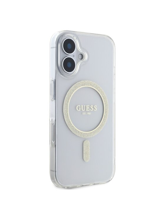 Guess Guess Etui na telefon Glitter Circle Przezroczysty
