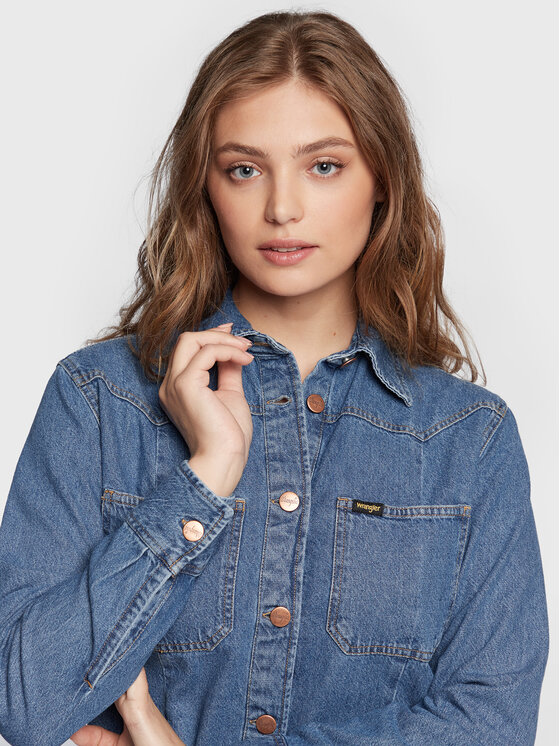 Wrangler Wrangler Vestito di jeans Western W24JLLX8E 112320712 Blu Regular Fit