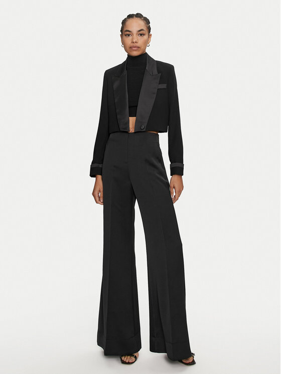 ACCESS FASHION ACCESS FASHION Kalhoty z materiálu 44-5104-202 Černá Flare Fit
