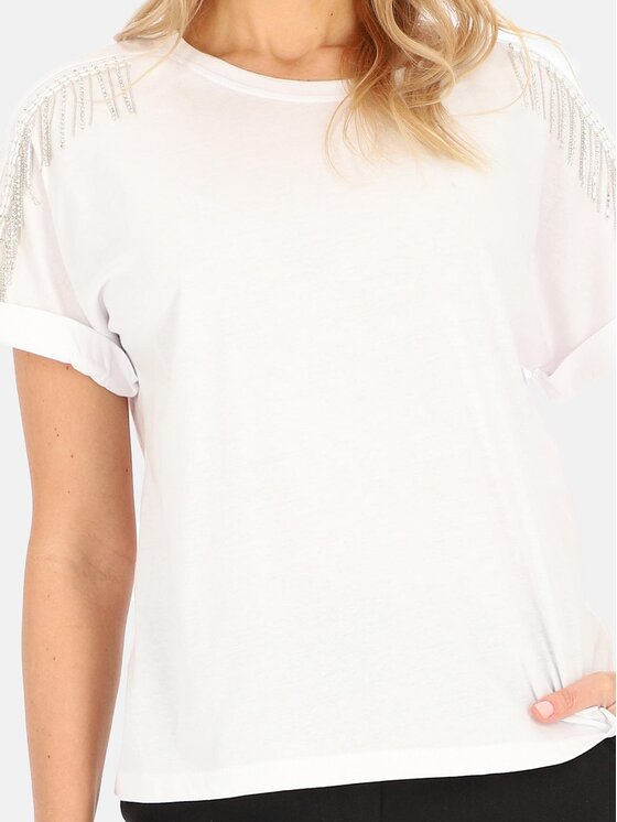 Perso Perso T-Shirt TCE240011F Bílá Regular Fit
