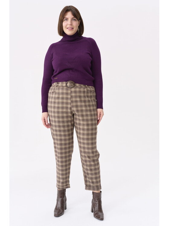 blue shadow blue shadow Spodnie damskie Loan Plus Size Beżowy Standard Fit