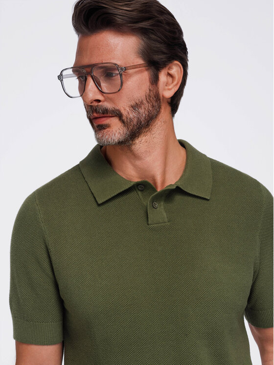 Ombre Ombre Polo OM-POSS-0178 Zielony Regular Fit