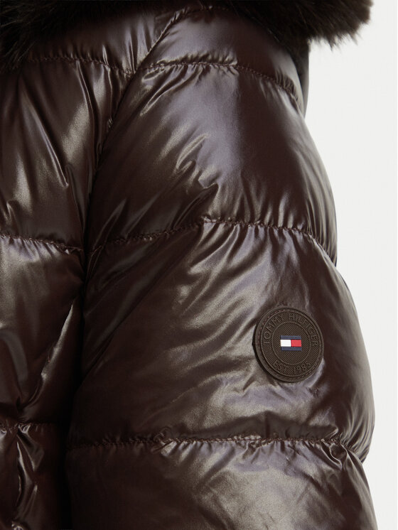 Tommy Hilfiger Tommy Hilfiger Пухено яке WW0WW52913 Тъмнокафяв Slim Fit
