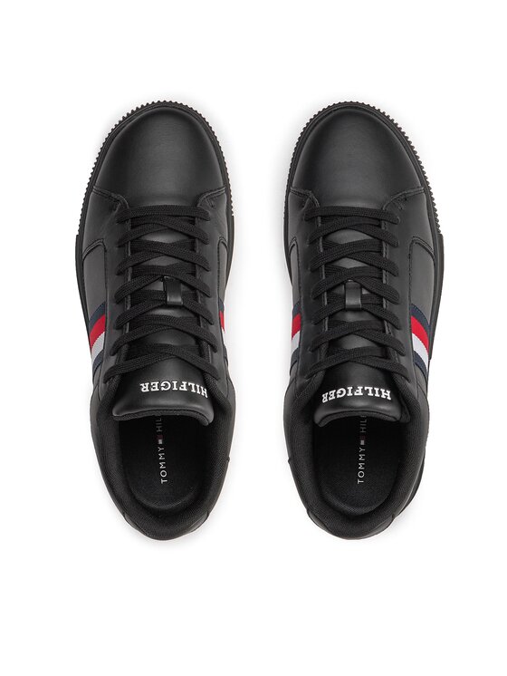 Tommy Hilfiger Tommy Hilfiger Laisvalaikio batai Supercup Lth Stripes Ess FM0FM04895 Juoda