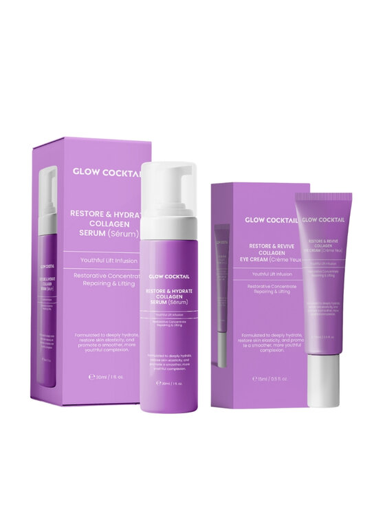 Glow Cocktail Glow Cocktail Serum kolagenowe Restore & Hydrate 30 ml + Krem pod oczy Restore & Revive Collagen 15 ml Zestaw do pielęgnacji skóry