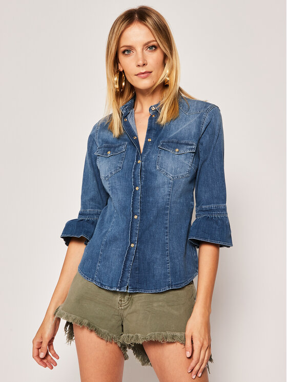 Liu Jo Liu Jo Риза UA0052 D4435 Тъмносин Slim Fit