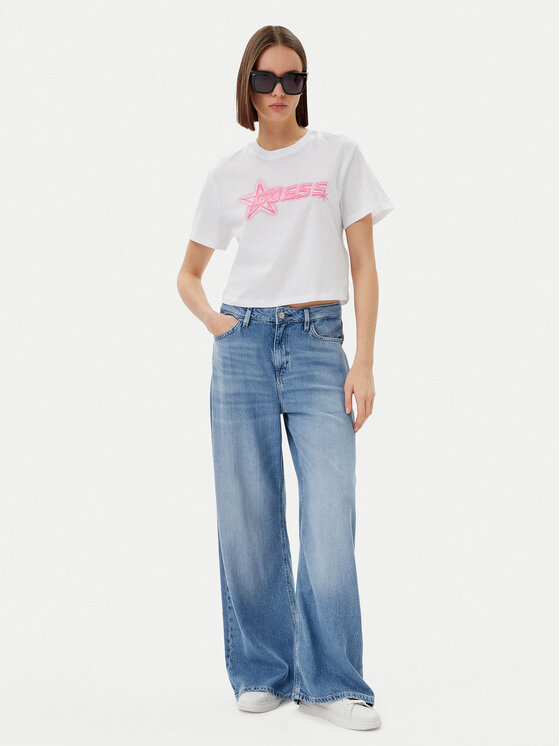 Guess Guess T-Shirt V5GI12 K9RM1 Biały Boxy Fit